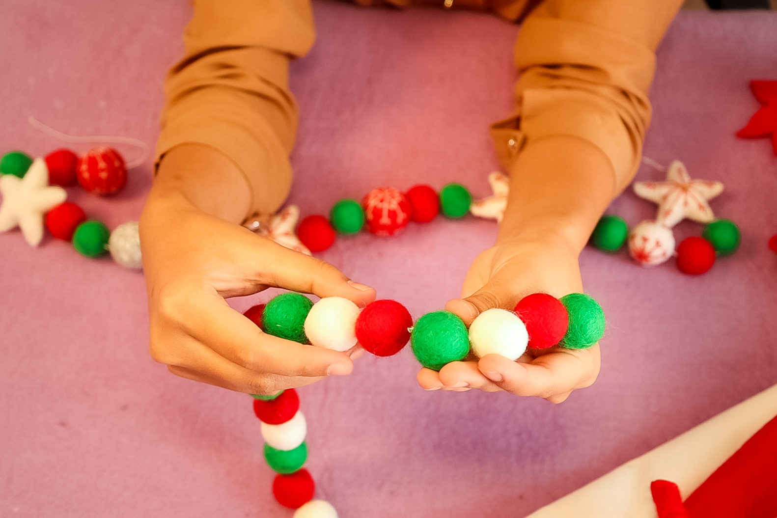 felt ball garlands